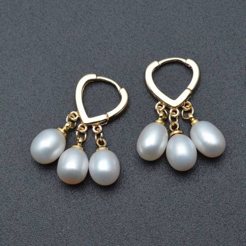 Circle Earrings New Vintage 8-9mm High Quality Natural Pearl Earring Gold Circle Earclip Women Jewelry Golden Punk Round