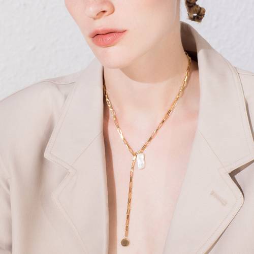 ENFASHION Boho Conch Chain Necklace Women Gold Color Stainless Steel Natural Mother Of Pearl Necklaces Fashion Jewelry P193032