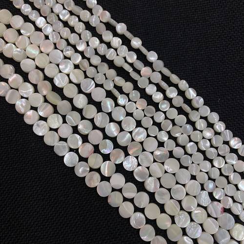 Exquisite Natural Shell Beads Flat Round Pearl Shell Charm Mother Bead Making DIY Jewelry Necklace and Bracelet Accessories 6mm