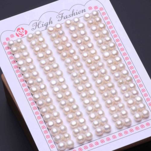 Factory 20 pcs 10 pairs 3mm-12mm natural freshwater pearl half drilled loose button round freshwater pearl for DIY jewelry