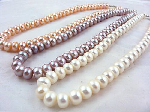Fashion 13inches 100% Natural 3Color Freshwater Pearl Necklace Women real long pearl bead necklace Lady Girl Lover Gift