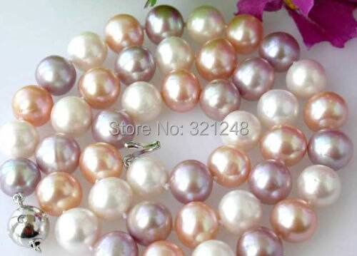 Fashion beautiful free shipping Genuine 8-9mm Natural Multi-Color Akoya cultured pearl necklace 18 BV43