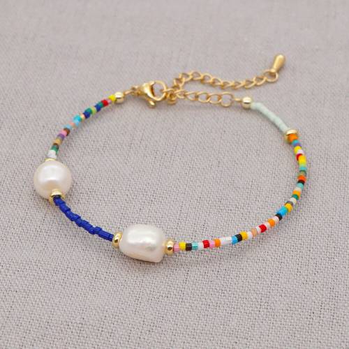 Fashion Bohemian Style Miyuki Rice Beads Handmade Beaded Luxury Natural Freshwater Pearl Bracelet For Women