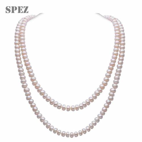 Fashion Long Pearl Necklace 8-9mm Genuine Natural Freshwater Pearl Sweater Chain Charm Necklace For Women Jewelry Gift