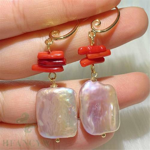 Fashion natural Multi-Color Square Baroque Pearl Earring 18k Ear Stud Beautiful Fashion FOOL'S DAY Party Wedding Cultured Easter