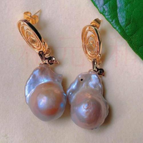 Fashion natural Multicolor Baroque Pearl gold 18k Ear Stud gift Diy FOOL'S DAY Christmas Cultured Gift Beautiful Women
