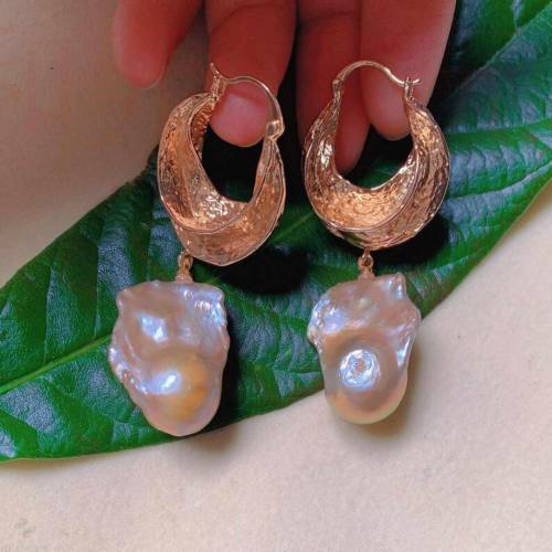 Fashion natural Multicolor Baroque Pearl gold 18k Earrings gift Fashion Gift New Year Aquaculture FOOL'S DAY Holiday gifts