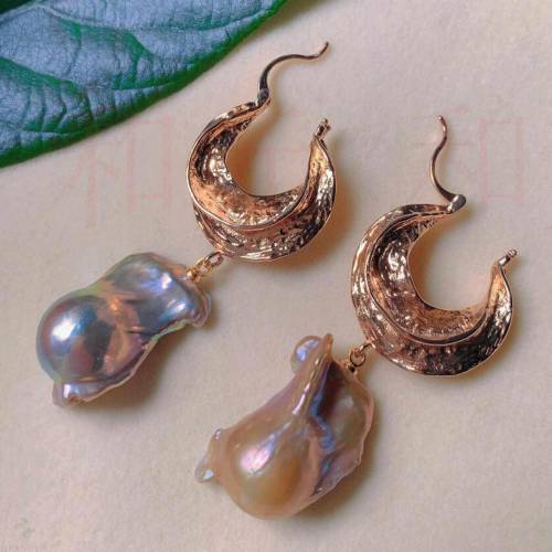 Fashion natural Multicolor Baroque round Pearl 18k Earrings gift Accessories FOOL'S DAY Christmas Party Classic Beautiful