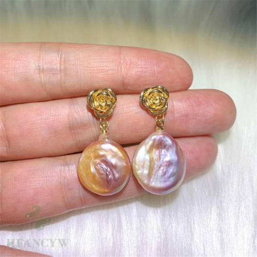 Fashion natural Purple Baroque round Pearl Gold ear stud gift CARNIVAL Halloween Diy Accessories VALENTINE'S DAY Party