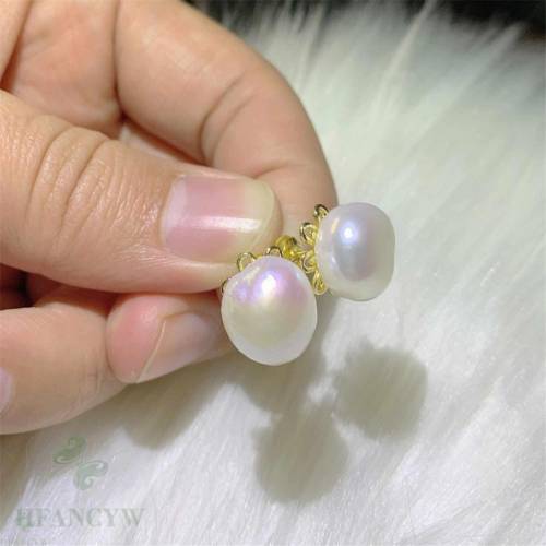 Fashion natural White Baroque Pearl 18k Ear Stud Jewlery gift CARNIVAL Women Classic FOOL'S DAY Party Ear stud Aquaculture