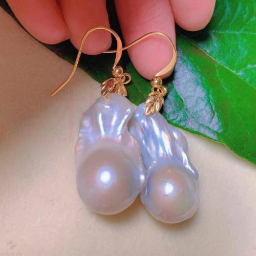 Fashion natural white Baroque Pearl 18k gold Earrings gift Lucky Gift Classic Ear stud Christmas VALENTINE'S DAY Mother's Day