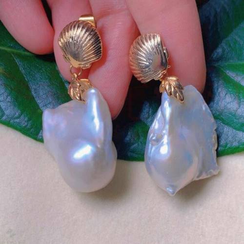 Fashion natural white Baroque Pearl gold 18k Earrings gift Freshwater Mother's Day Fashion Party Diy VALENTINE'S DAY Lucky