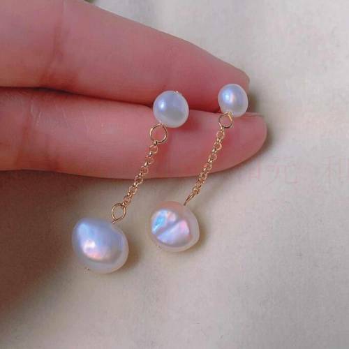 Fashion natural white Baroque round Pearl gold 18k Ear Stud gift Easter Lucky FOOL‘S DAY New Year Gift Christmas Accessories