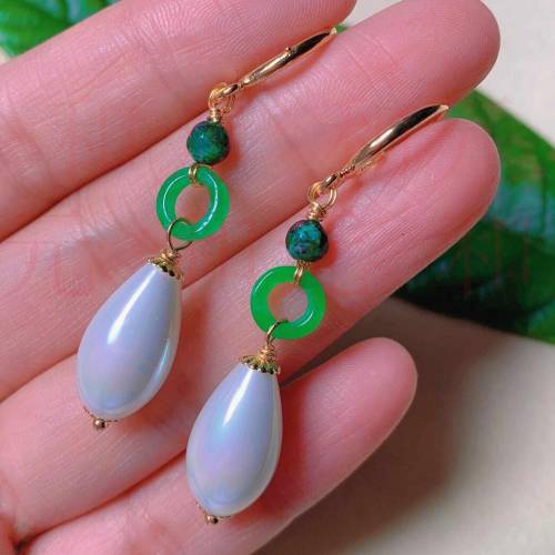 Fashion Natural white drop shell pearl gold 18k earring gift Wedding Beautiful Party Halloween FOOL'S DAY CARNIVAL Classic
