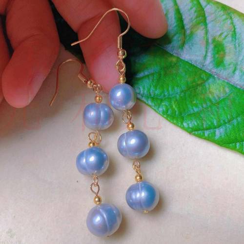 Fashion natural white round Fresh water pearl gold earrings CARNIVAL Freshwater Mother's Day Party Lucky Ear stud Gift Beautiful
