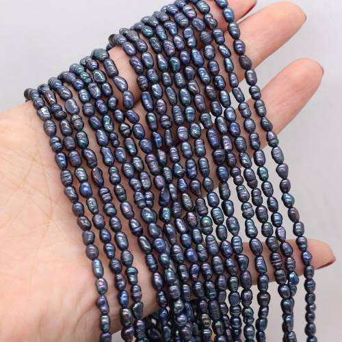 Fine 100% Natural Freshwater Pearl Beads Rice Shape Black Loose Beads Jewelry Making Bracelet Necklace Earring for Women Gift