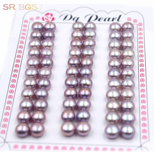 Free Ship 75-8mm White/ Black / Purple / Pink Half Drilled Hole Pearls Luster Coin Button Pearls Natural Freshwater Pearl Beads