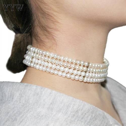 Freshwater Pearl Collar Flat Round natural for woman white Approx 14 Inch Sold By PC