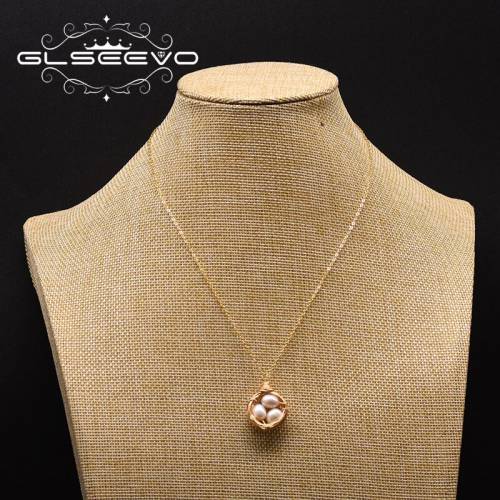 GLSEEVO Handmade Natural Freshwater Pearl Pendant Necklace For Women Party Gifts Fashion Chain Jewrlry Accessories GN0163