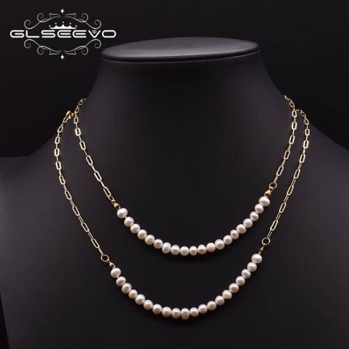 GLSEEVO Natural Double Layer Freshwater Baroque Pearl Necklace For Women Party Original Ethnic Exquisite Jewelry GN0250