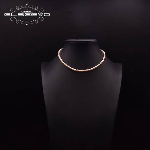 GLSEEVO Natural Freshwater Big Pearl Short Necklace For Women Couple Dating Minimalism Handmade Exquisite Jewelry GN0262A