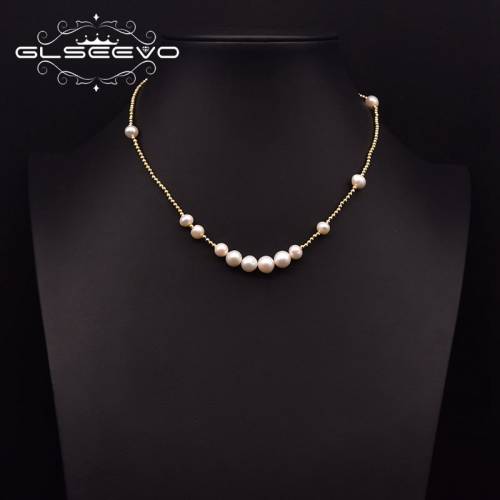 GLSEEVO Natural Freshwater Pearl Fashion Clavicle Chain Womens Birthday Simple Luxury Necklace Jewelry GN0299