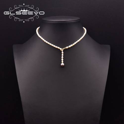 GLSEEVO Pure Natural Freshwater Pearl Woman Necklace Simple Clavicle Necklace Birthday Engagement Luxury Jewelry Jewelry GN0293