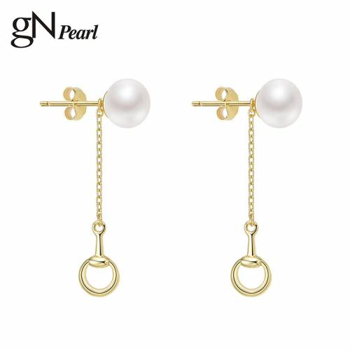 GN Pearl Natural Freshwater 6-7mm Pearl Stud Earrings Gift Gold Color For Women Party Birthday Girls Simple Minimalism