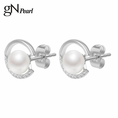 GN Pearl Natural Freshwater 6-7mm Pearl Stud Round Earrings For Women Birthday Engagement Gift For Girls Minimalism Presents