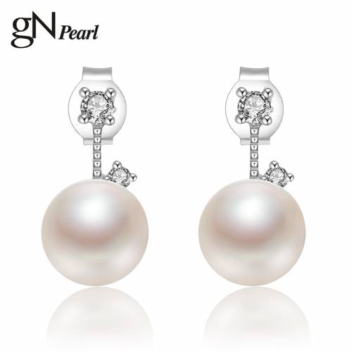 GN Pearl Natural Freshwater 7-8mm Pearl Stud Earrings Simple Design For Women Party Birthday Gift Girls Minimalism Presents