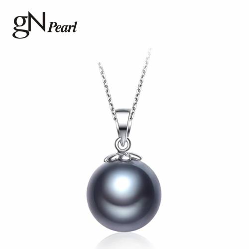 GN Pearl Pearl Necklace 9-11 cm 18K Gold Black Natural Round Tahitian Sea Pearl Minimalist Pendant Necklace Pearl For Women Gift