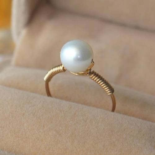 Gold Filled Pearl Rings 9MM Natural White Pearl Handmade Jewelry Gold Knuckle Ring Mujer Bague Femme Minimalism Boho Ring