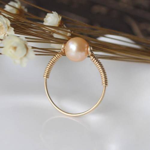 Handmade Natural 7MM Pearl Rings Gold Filled Birthday Gift Boho Anillos Mujer Bague Femme Rings For Women Gold Jewelry