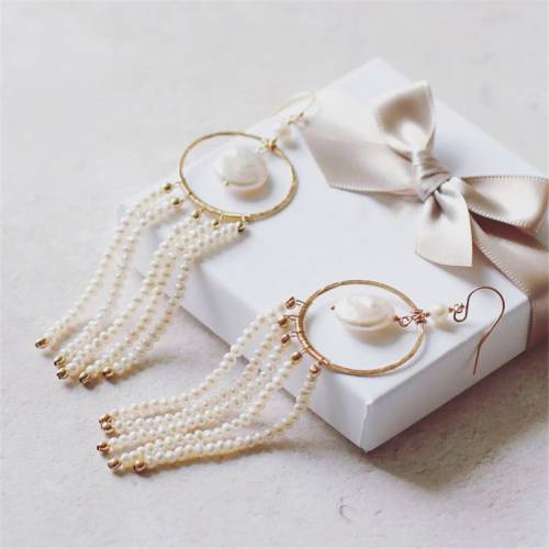Handmade Natural Pearl Earrings 14K Gold Filled Pearl Earrings Gold Wedding Jewelry Boho Oorbellen Brinco Vintage Women Jewelry
