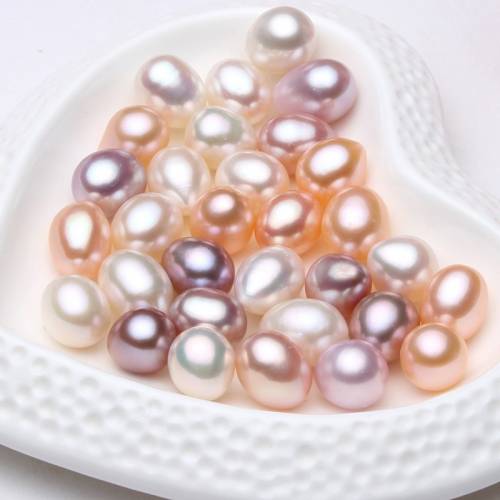 HENGSHENG Real Freshwater Pearl - Fine Rice Round Natural Pearl Beads Jewelry - Oyster Pearl Strong Light High Luster - No/Half Hole