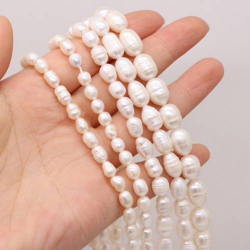 High Quality 100% A Natural Freshwater Pearl Rice Shape White Loose Beads for Jewelry Making Bracelet Necklace Accessories Gift