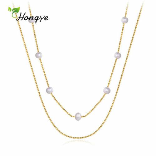 Hongye 2020 New Natural Multi-Pearl Choker Necklace For Women Punk Attractive Clavicle Double Chain Best Gifts Fine Jewelry