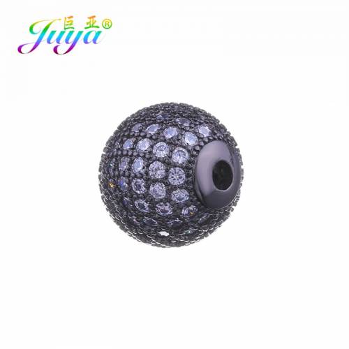 Juya DIY Cubic Zirconia 6 Size Metal Ball Charm Beads Accessories For Needlework Natural Stones Pearls Trendy Jewelry Making