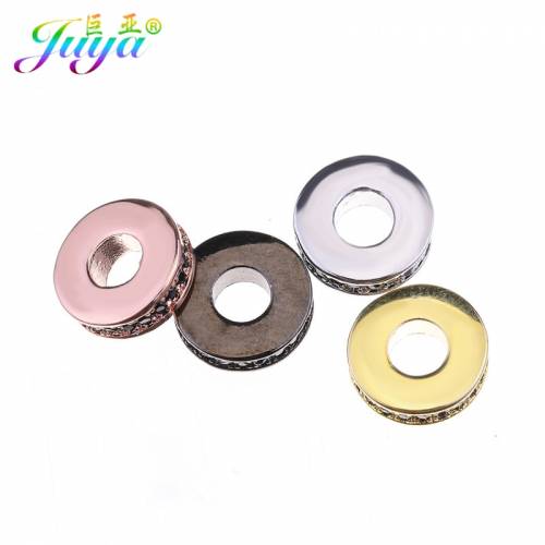 Juya DIY Jewelry Metal Beads Supplies Gold/Rose Gold Round Spacer Beads For Natural Stones Pearls Beading Jewelry Making