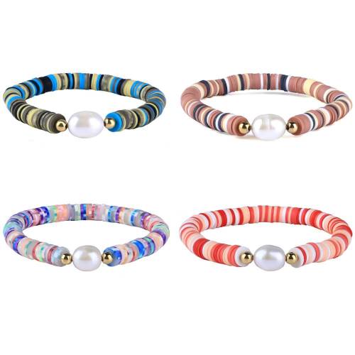 KELITCH Boho Round Heishi Beads Multilayer Wrap Bracelet Fashion Natural Pearl Bracelets Bangles Wristband Charm Jewelry Bangle