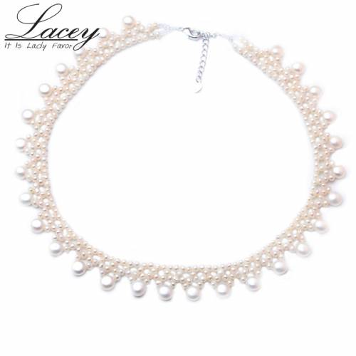 LACEY wedding pearl clavicle necklace - fashion natural freshwater Multilayer pearls necklace - 925silver jewelry for birthday party