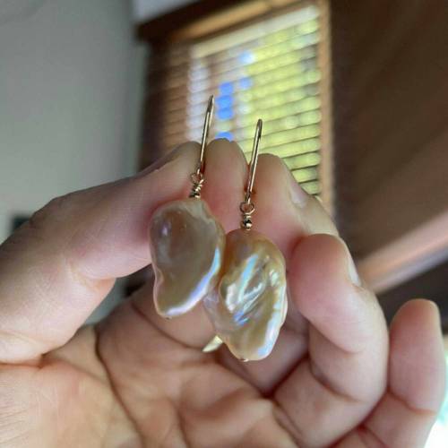 Lovely Purple Baroque Freshwater pearl Natural 14k gold earrings Holiday gifts Diy Wedding Jewelry New Year Thanksgiving Lucky