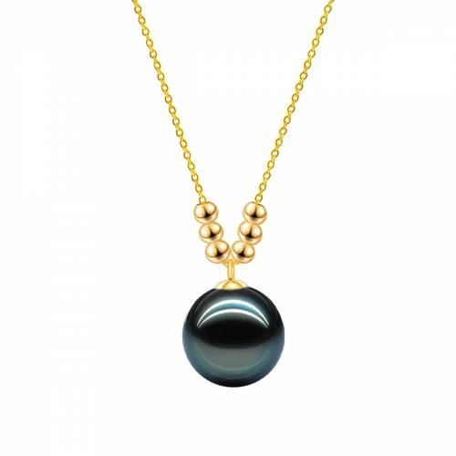 Mihiari 18K Gold Pendant 10-11mm Natural Tahiti Black Pearl Seawater Pearl Necklace Women Anniversary Gifts
