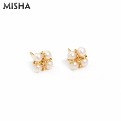 MISHA New Simple Style Natural Pearl Earrings For Women Fashion Stud Earrings Vintage Jewelry Gifts For Women Girls