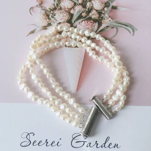 Multilayer Pearl Bracelet 4-5mm Natural Freshwater Pearl Jewelry For Women Baroque Pearl Strand Bracelets