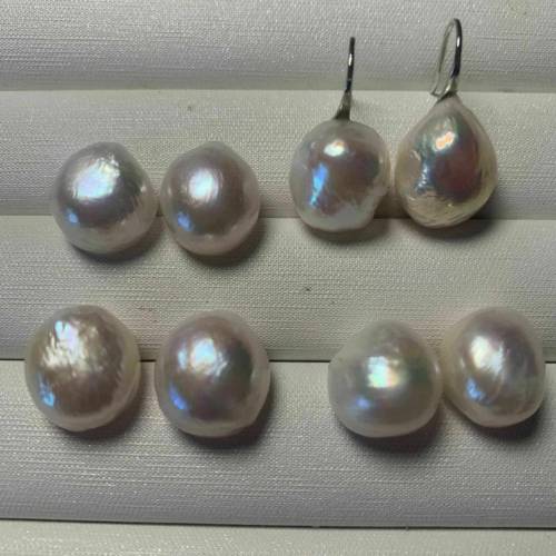 Natural 11-13mm White Baroque Pearl Earrings 925 Ear Drop Hoop Jewelry Beautiful VALENTINE‘S DAY Holiday gifts Easter Halloween