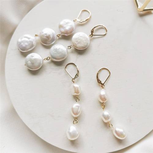 Natural Baroque Pearl Earrings 14K Gold Filled Hoop Earrings Gold Jewelry Brincos Pendientes Oorbellen Handmade Women Earrings