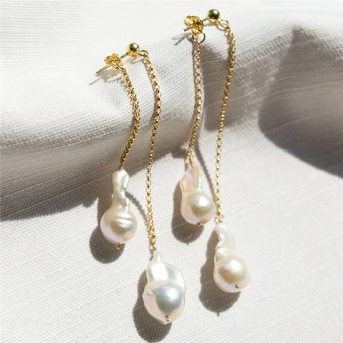 Natural Baroque Pearl Earrings Handmade Drop Earrings 14K Gold Filled Jewelry Boho Oorbellen Brinco Vintage Women Jewelry