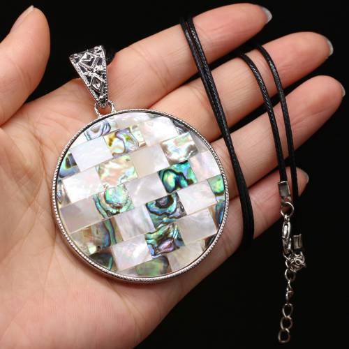 Natural Cracking Stripe Shell Pendant Necklace Abalone Mother of Pearl Shells Charms for Women Men Fashion Jewelry Necklaces