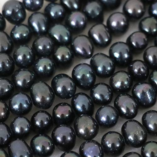 Natural Freshwater cultured black pearl approx round 7-8mm beauty high grade ceremony weddings gift jewelry making 15inch B1335